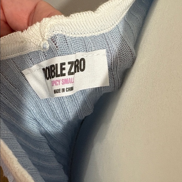 Double Zero Light Blue Ribbed Top - Picture 6 of 7